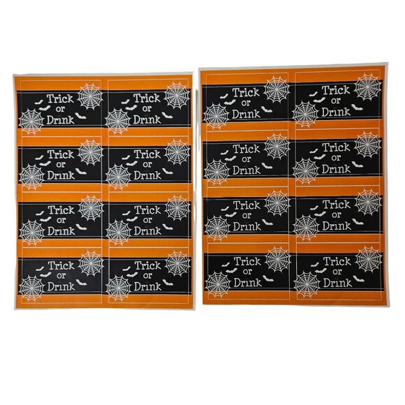 Halloween Beverage Bar Kit Labels Trick Or Drink Wine Bottle & Water Bottle - Picture 3 of 6